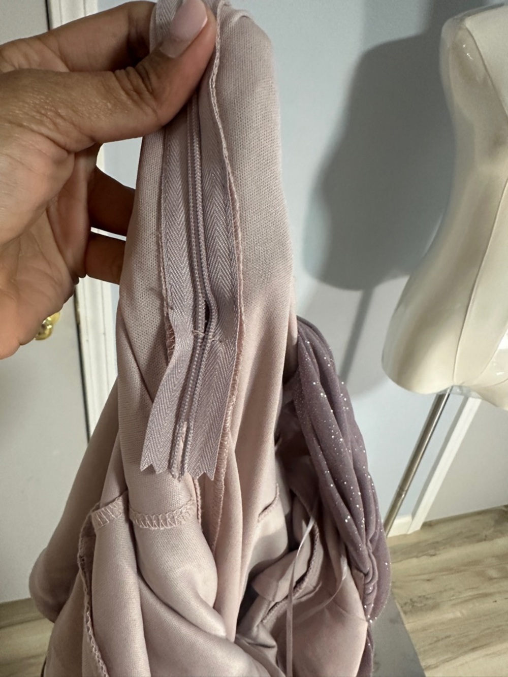 Alex Evenings Mauve Glitter Sheer Overlay Maxi Dress - Picture 12 of 12